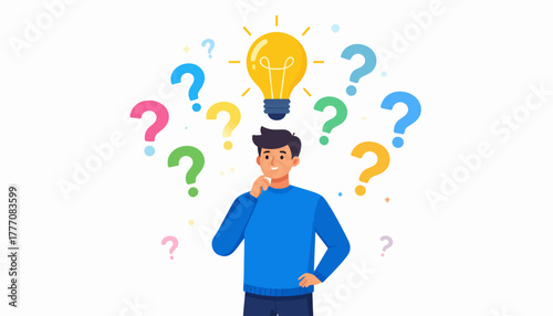 Brainstorming Idea Generation with Question Marks and Light Bulb