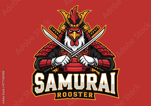 Samurai rooster gaming logo fierce warrior bird - Gaming logo - Gaming Mascot - esport mascot vector illustration