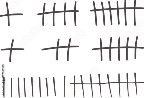 Gray tally marks counting numbers vector