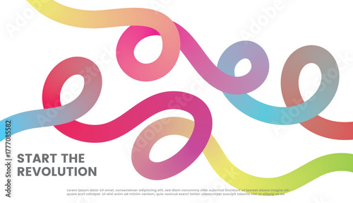 Fluid Color Swirl . Modern Abstract Wavy Line Gradient in Rainbow Spectrum