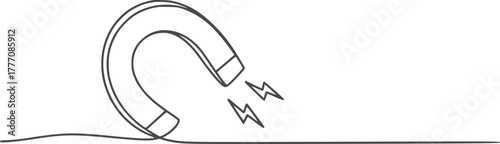 Minimalist horseshoe magnet with lightning bolts line