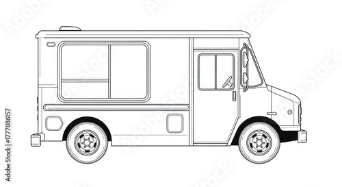 Clean vector illustration of a food truck isolated on white background