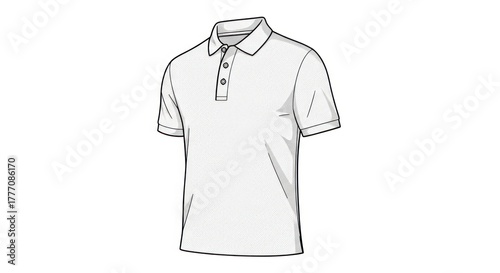 Clean vector illustration of a white polo shirt isolated on white background