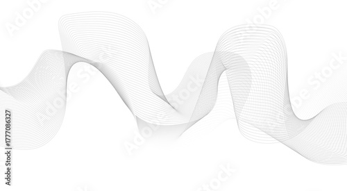 Abstract Vector Composition of Wave Lines on Transparent Background, Ideal for High-Tech Communication Designs, Big Data Reports.