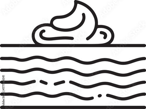 Illustration of skin layers with cream applied on top