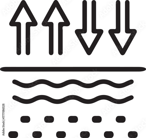 Up and down arrows above water and ground layers icon