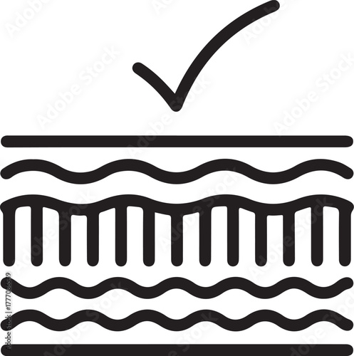 Abstract illustration of healthy skin layers with checkmark