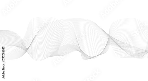 Abstract Vector Composition of Wave Lines on Transparent Background, Abstract black wavy lines background with copy space.