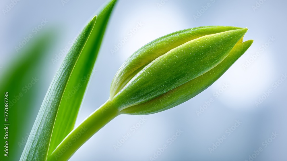 Obraz premium Delicate flower bud unfurling revealing natural beauty and promise of new growth vibrant bloom potential close up photography.