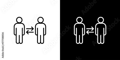 Social Distancing Icon Maintaining Safe Space, Physical Interaction and Public Health Measures