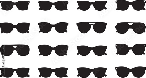 Illustration of collection of stylish sunglasses, offering a variety of shapes and designs for sun protection and fashion