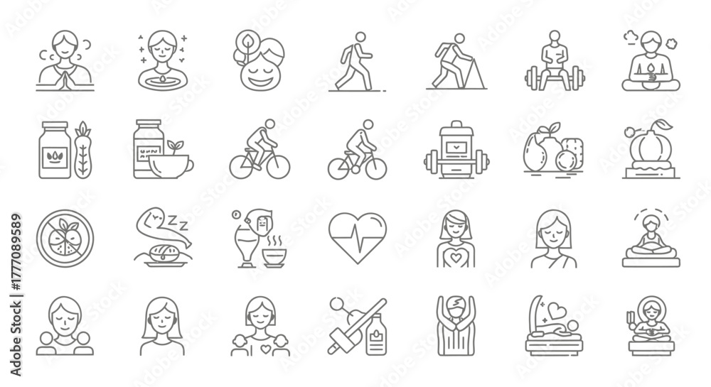Fototapeta premium Seamless doodle cartoon vector pattern set of people icons and business character silhouettes