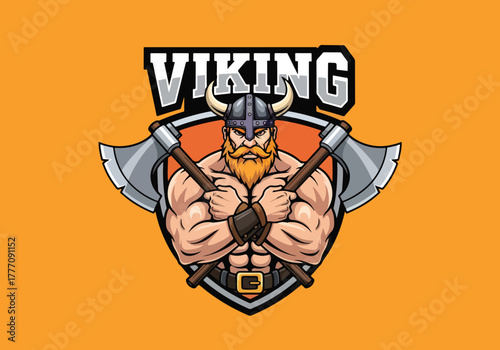 Mighty viking warrior gaming logo mascot fierce power - Gaming logo - Gaming Mascot - esport mascot vector illustration