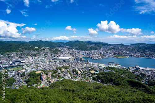 稲佐山山頂展望台から見る長崎市内の風景
