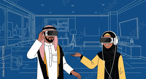 Virtual reality experience arab culture metaverse blueprint concept