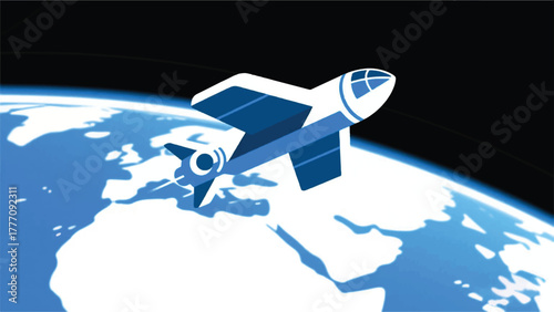 Space Exploration Planes Illustrator Artwork Banner Background Design Template 