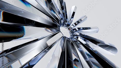 Quadro su tela Reflective metallic shards starburst – abstract 3d render