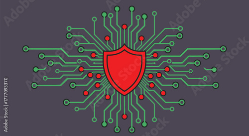 Cybersecurity protection shield digital network technology concept