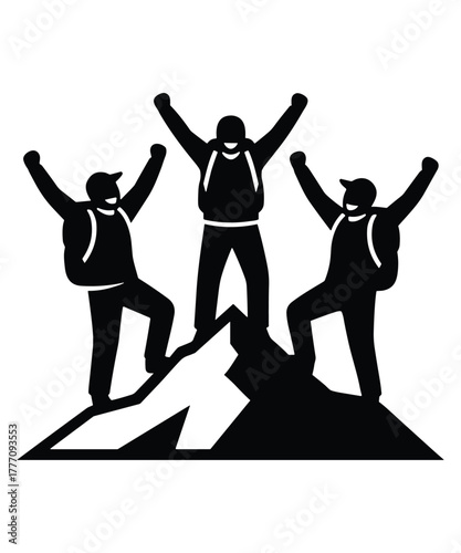 Hiker Mountain Sunset Night Minimalist Flat Art