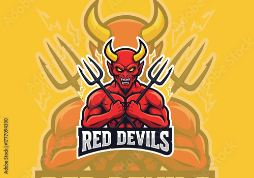 Red devils fiery demon gaming mascot logo design - Gaming logo - Gaming Mascot - esport mascot vector illustration