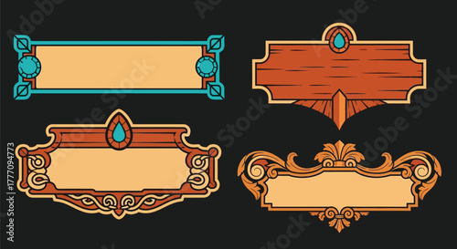 Vector game ui frames borders elements asset design user interface