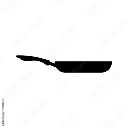 Side view frying pan silhouette vector flat illustration design.