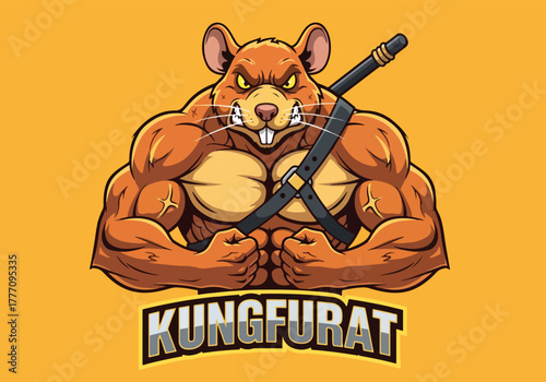 Kungfu rat warrior mascot gaming logo design - Gaming logo - Gaming Mascot - esport mascot vector illustration