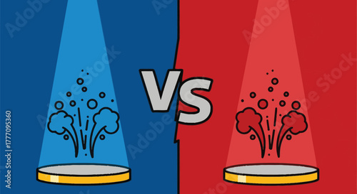 Blue versus red comparison battle challenge competition showdown
