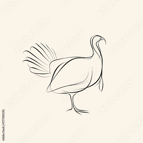 Elegant Turkey Sketch - A Minimalist Thanksgiving Illustration.