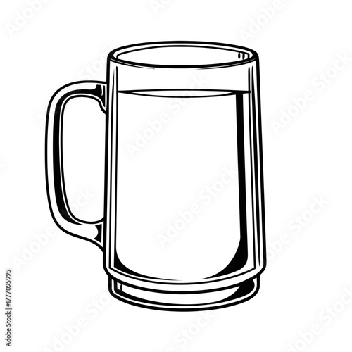 Illustration of a Beer Mug with Handle and Liquid.