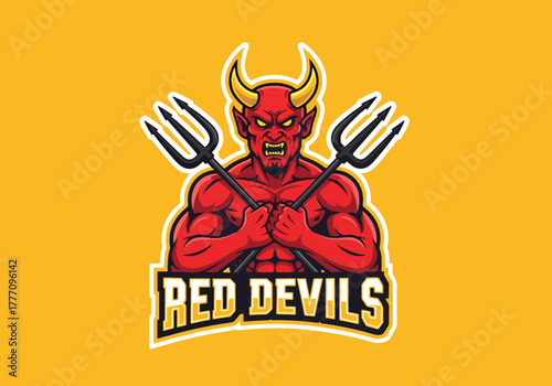 Fiery red devil gaming logo fierce mascot emblem - Gaming logo - Gaming Mascot - esport mascot vector illustration