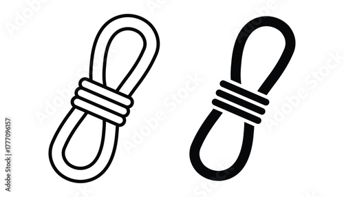 Black and White Illustration of a Simple Rope Knot Design for Crafts