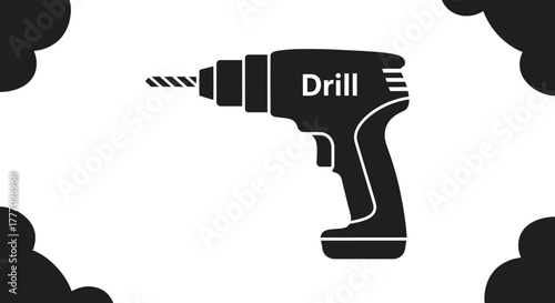 Hand holding electric drill icon with lightning bolt symbol for power and energy
