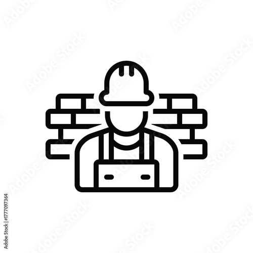 Black line icon for construction worker