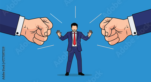 Business conflict illustration concept of pressure and competition