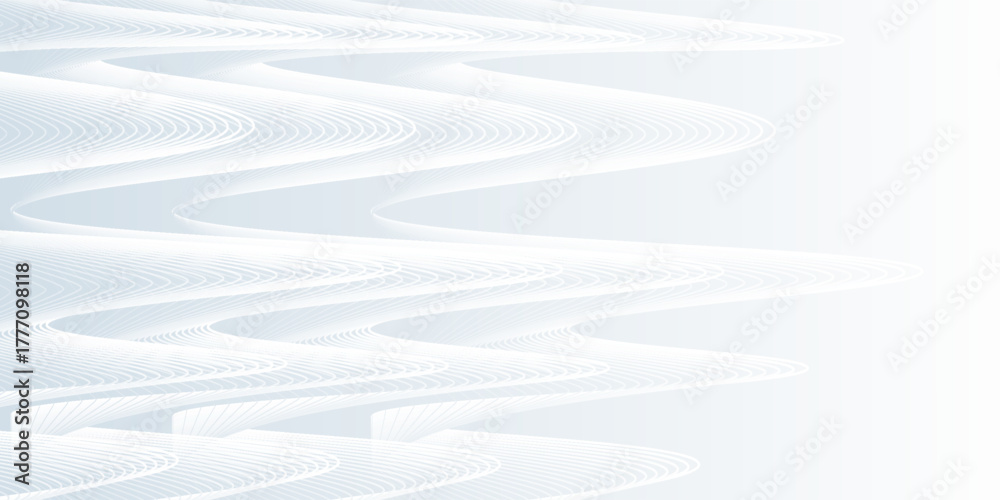 Naklejka premium Abstract background with white and gray colors. The background features smooth, flowing lines creating a soft, modern texture. Gradient wave background vector. Silver background.