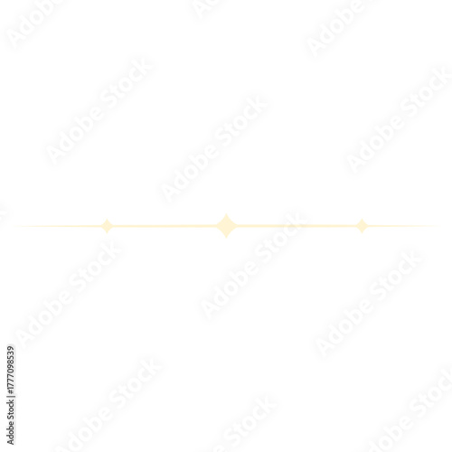 Delicate pale yellow horizontal line featuring three sparkling diamondshaped highlights a central larger one flanked by two smaller accents.