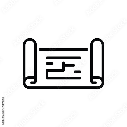 Black line icon for blueprint roll