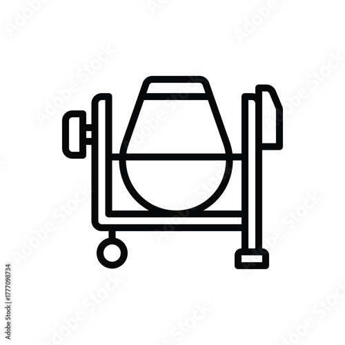 Black line icon for cement mixer