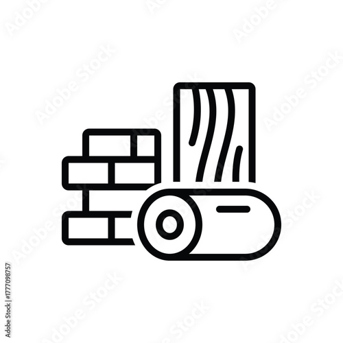 Black line icon for construction materials