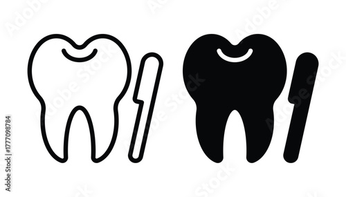 Iconic Tooth Illustration with Simple Design for Dental Themes and Concepts