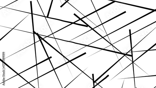 Abstract white background with random black lines. Abstract lines in black and white tone of many squares and rectangle shapes on white background.