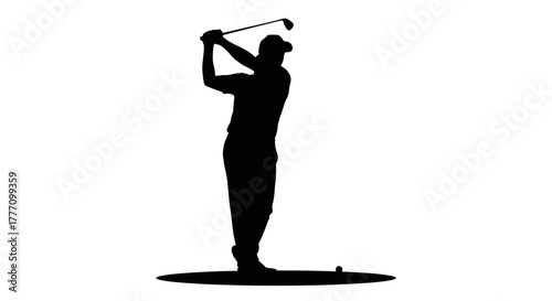 Dynamic golfer executes powerful swing capturing peak athletic performance, embodying precision, focus, and the thrill of the game in a striking silhouette.