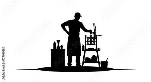 Skilled artisan crafting artisanal goods using traditional machinery and ingredients, embodying dedication to quality and time honored techniques for a premium product experience.