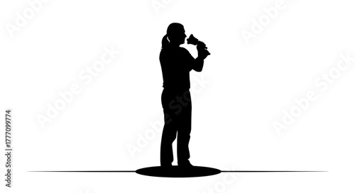 Dynamic speaker commanding attention with a megaphone, radiating authority and powerful communication for impactful presentations and announcements