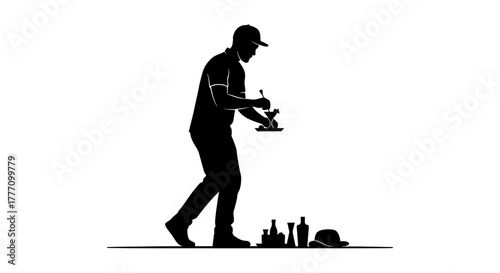 Foto Skilled bartender crafting a signature cocktail with flair, preparing a vibrant