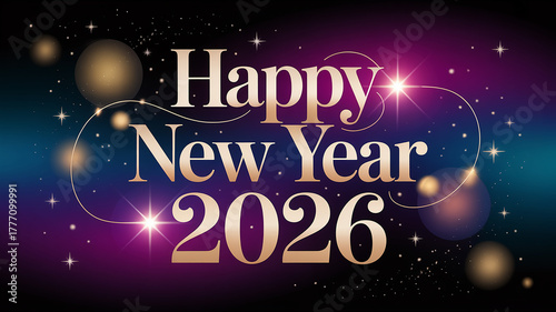 Golden typography celebrating new year happy new year