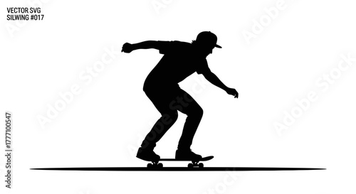 Dynamic skateboarder silhouette capturing a moment of pure freedom and athletic prowess on a street, embodying urban youth culture and active lifestyle passions.