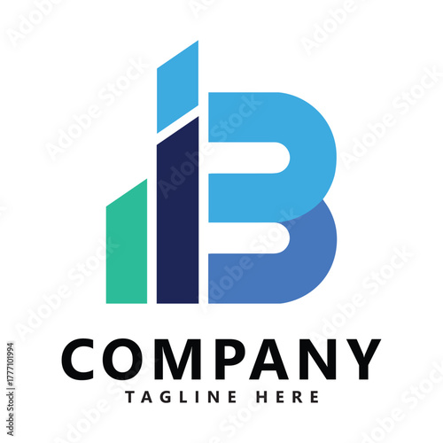B finance chart logo design inspiration vector illustration