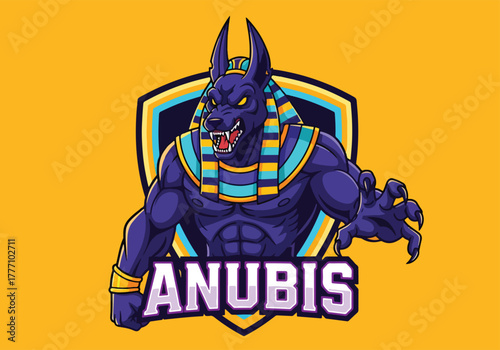 Anubis gaming logo fierce egyptian jackal god esports mascot - Gaming logo - Gaming Mascot - esport mascot vector illustration